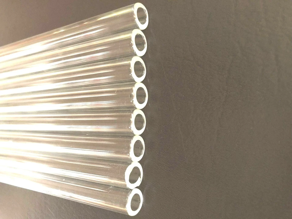 12 Tubes 12x2x4" LONG  PYREX BLOWING GLASS TUBES  12 mm 2 mm THICKNESS -CLEAR - Image 2 of 3