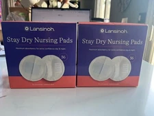 2x Lansinoh Stay Dry Disposable Nursing Pads for Breastfeeding 36 pads ea SEALED