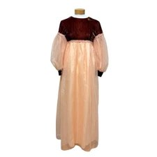 Vtg 60s Lorrie Deb Velvet Chiffon Bridgerton Renaissance Romantic Maxi Dress XS