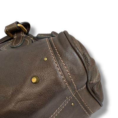 Chloe Paddington Brown Leather Shoulder Handbag Padlock Key Gold