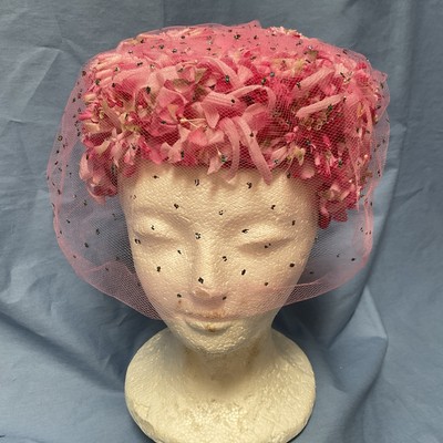 Vintage union made head piece Vintage Peach Floral Bucket Hat, Union Made, Garden Party - Etsy main image 2