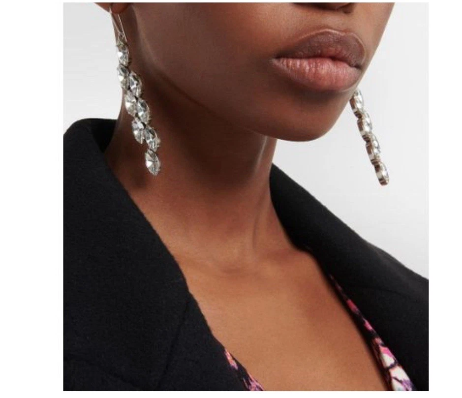 Pendientes Isabel Marant Plata Cristal Mujer Abrazo Blanco Cristal Pendientes Foto 2 de 4