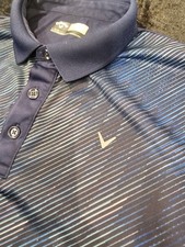 Callaway Opti-Dri Golf Polo Shirt Men's Large Blue Stripe Performance Sports