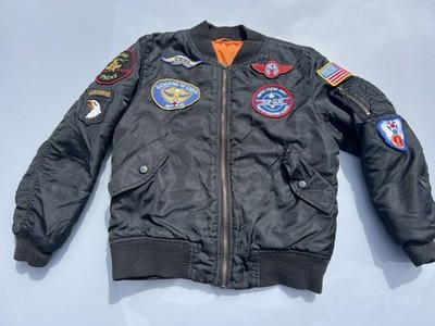 Vintage Bomberjacke Fliegerjacke MA-1 Style mit Patches (Top Gun etc.)