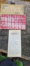Vintage Puremco #616 RED Standard Marblelike Dominoes w/box