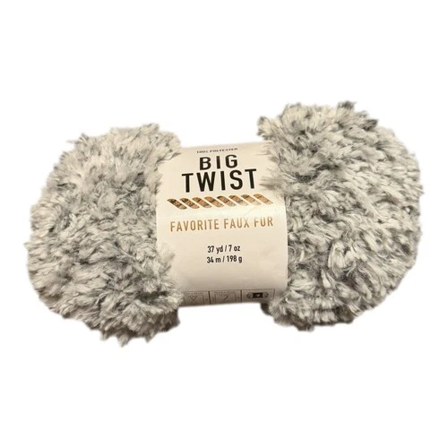 Big Twist Favorite Faux Fur Yarn Gray Fox #JF24-002 1 Skein Jumbo 7 oz JoAnn NEW - product listing photo