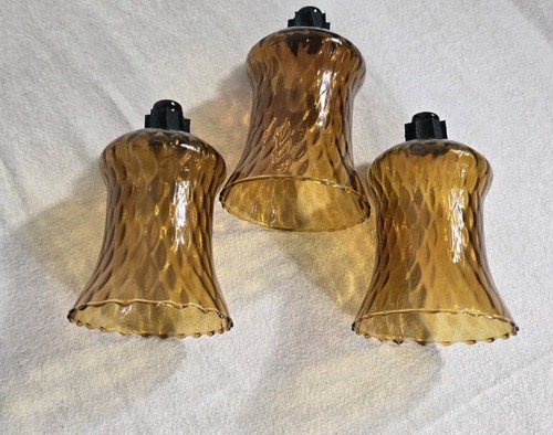 Vintage HOMCO Amber Gold Glass Honeycomb Peg Votive Cup Candle Holders, set of 3 - Picture 8 of 9