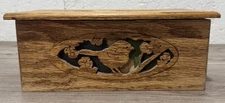 Hand Made Wooden Art Tissue Box Cover Counter Bird Vtg Lovely