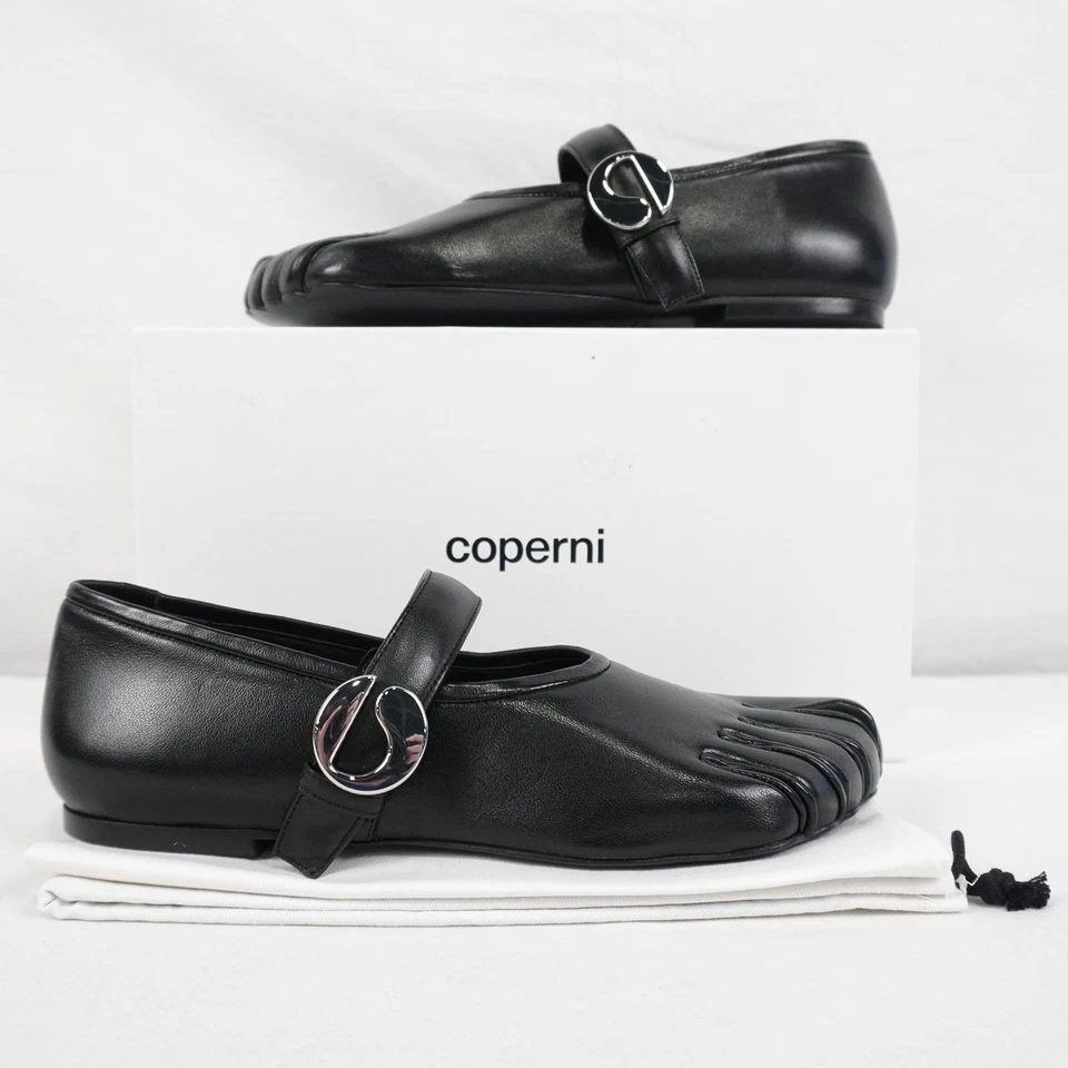 Coperni Leather Five-Toe Ballerina Belt Black Women's Flats - Size US10/FR41