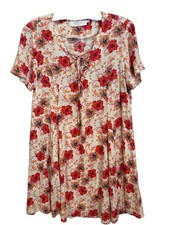 ASTR The Label Hibiscus Floral Lace-Up Feminine Shift Dress Small Fits Med