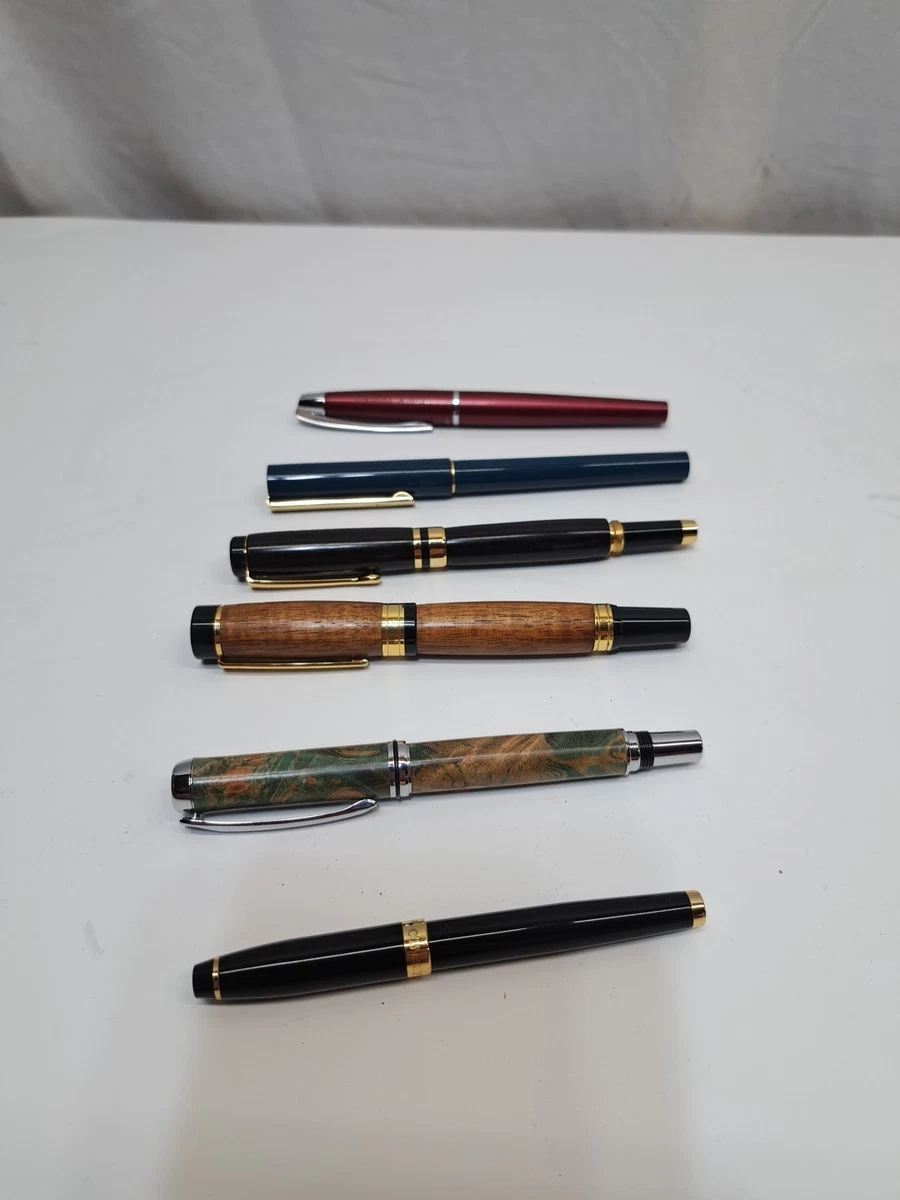 Stylo Plume Vintage Bleu Et Or Avec Gravure - Neuf, Parfait Pour Collection Ou Cadeau