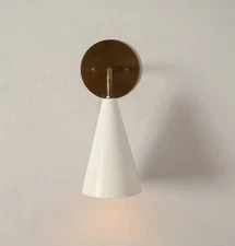 Handmade Brass Cone Shade Wall Light: Mid Century Sputnik Fixture for Bedroom