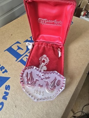 1985 Waterford Crystal Twelve Days Of Christmas Ornament Two Turtle Doves w/ Box