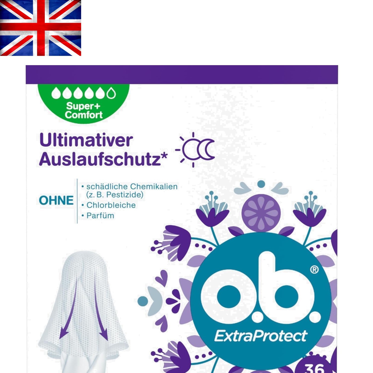 O.b. ExtraProtect Super Plus Tampons - 36 Count for Ultimate Leakage Protection