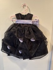 Us Angels Flower Girl Dress Black with Purple Roses and Sash Size 12M New