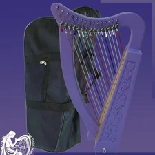 15-String Lap Harp Handcrafted in Purple Finish Wood Folk Meditation Instrument