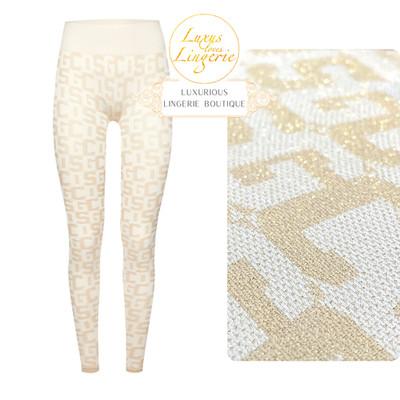 MONOGRAM LEGGINGS by Wolford X GCDS COLLECTION XS sand mono Hose Glitzer
