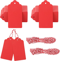 100Stk GeschenkanhäNger Rot: 5X10Cm Kraftpapier Etiketten AnhäNger Mit Juteschnu