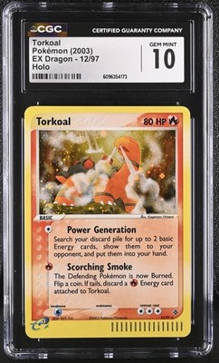 CGC 10 GEM MINT Torkoal 2003 EX Dragon 12/97 Holo Pokemon