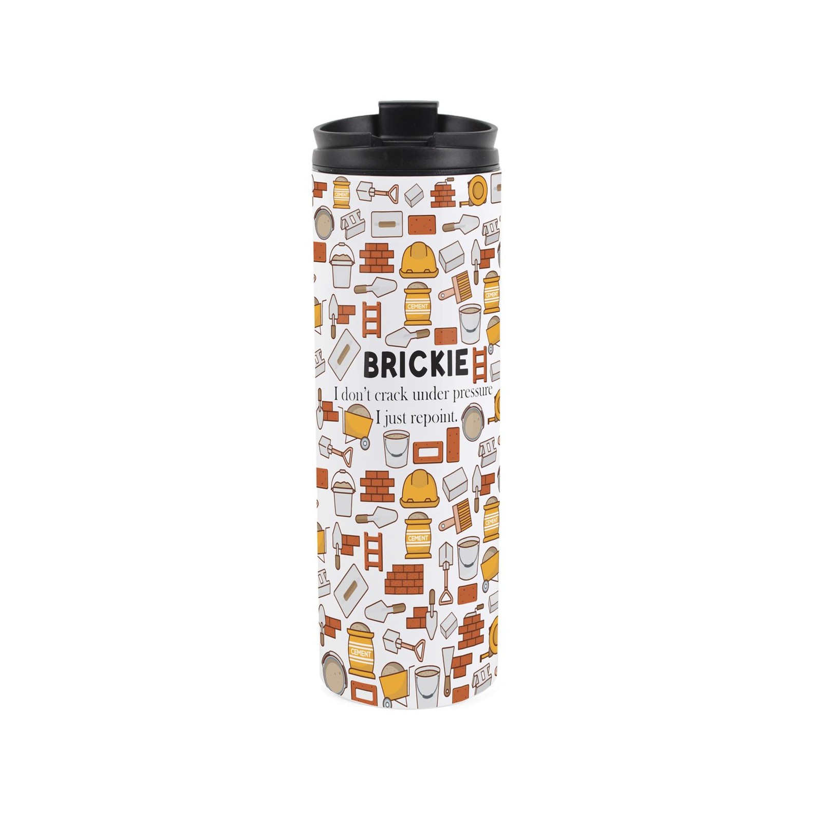Brickie Travel Flask - Reusable Stainless Steel Tumbler Construction Worker Gift