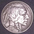 1918-D   BUFFALO NICKEL 5C , VF GRADE , SEMI HARD DATE , FULL HORN