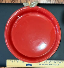 Red Apple Pie Plate dish ceramic baker cottage core Boston Warehouse Americana