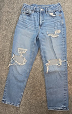 American Eagle Strigid Curvy Mom Jeans Size 6 Distressed Denim