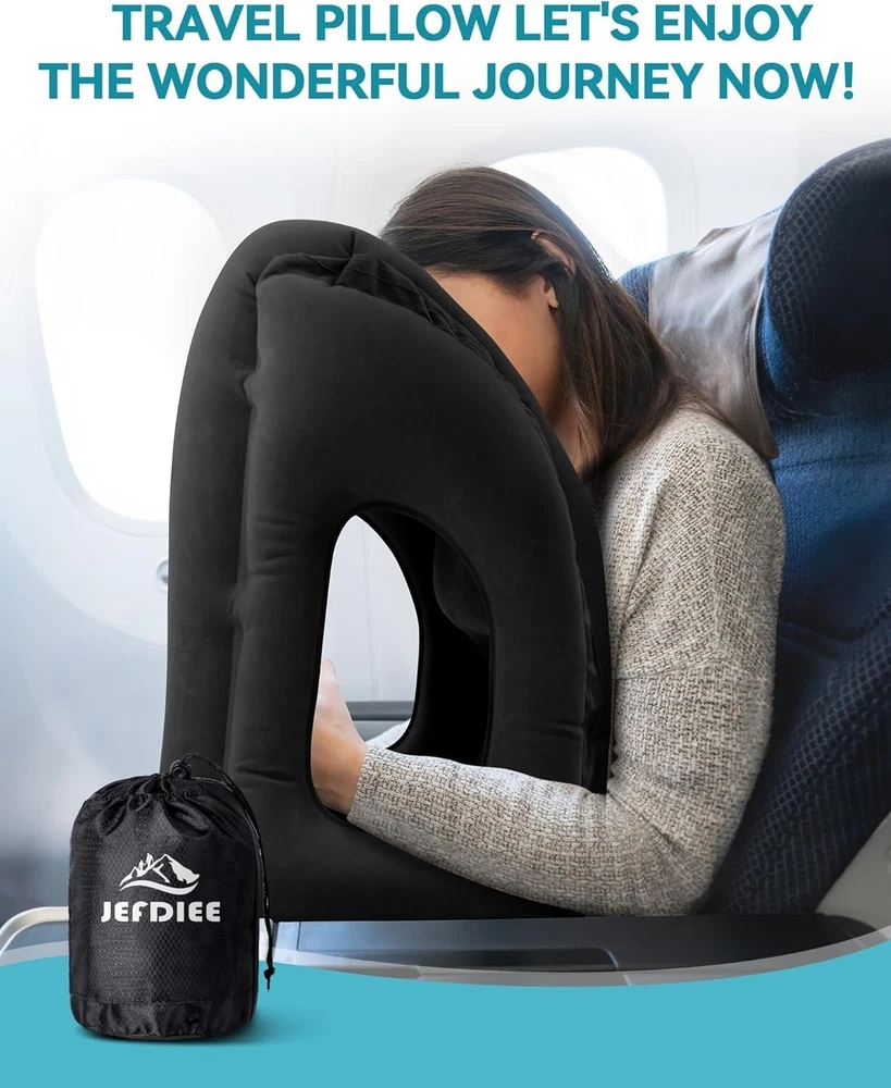 Travel Pillow with Fast Inflation - Comfortable Design for Airplanes and More