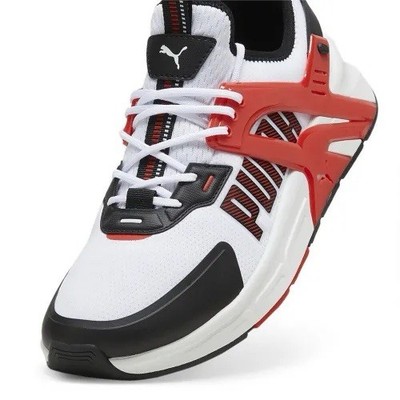 PUMA Pacer Future Black Red White Sneakers Lace Up  Foam Mesh Low Top Size 10