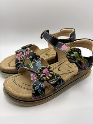 L'Artiste x Jane & Coco Leather Sandals Gabriola Black Multi