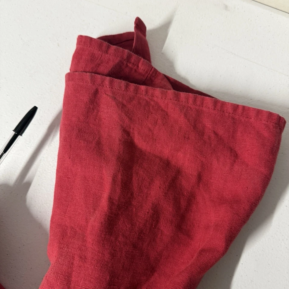 Maxi Vestido Vintage FLAX Rojo Lino Lagenlook Años 90 Bolsillos Abotonados Grande Foto 4 de 4