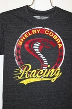 Shelby Cobra Racing T Shirt SMALL Heather Gray Felt Logo FORD