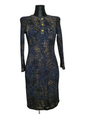 CHANEL Vintage BYZANCE Dress CC Gripoix Buttons 34 FR Cashmere Blend Bodycorn