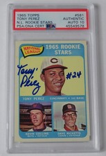 Tony Perez HOF Signed Autograph 1965 Topps Rookie Card 581 w/ insc. PSA 10 Auto