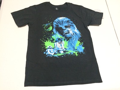 NWT Disney store Boy Tee Shirt top Star Wars Chewbacca R2D2 5/6,7/8