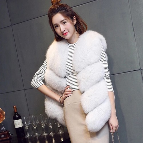 New Luxury Faux Fur Vest Women Furry Short Faux Fur Vests Coat Fur Gilet - Picture 9 of 26