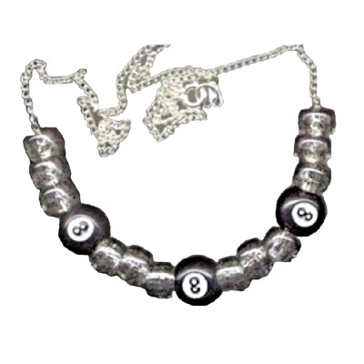 Lucky Funky EIGHT 8-BALL NECKLACE Retro Pool Hall Billiards Game Novelty Jewelry