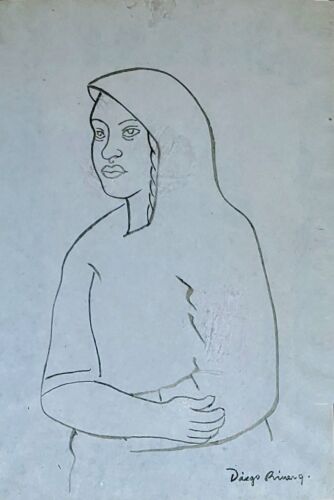 DIEGO RIVERA -FEMME - ENCRE SUR PAPIER DESSIN - Photo 2 sur 3
