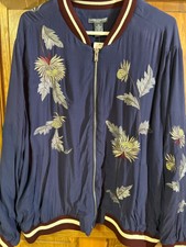 Vtg Chelsea &theodore Tropical Flowersembroidered Full Zip Jacket 3x Ons