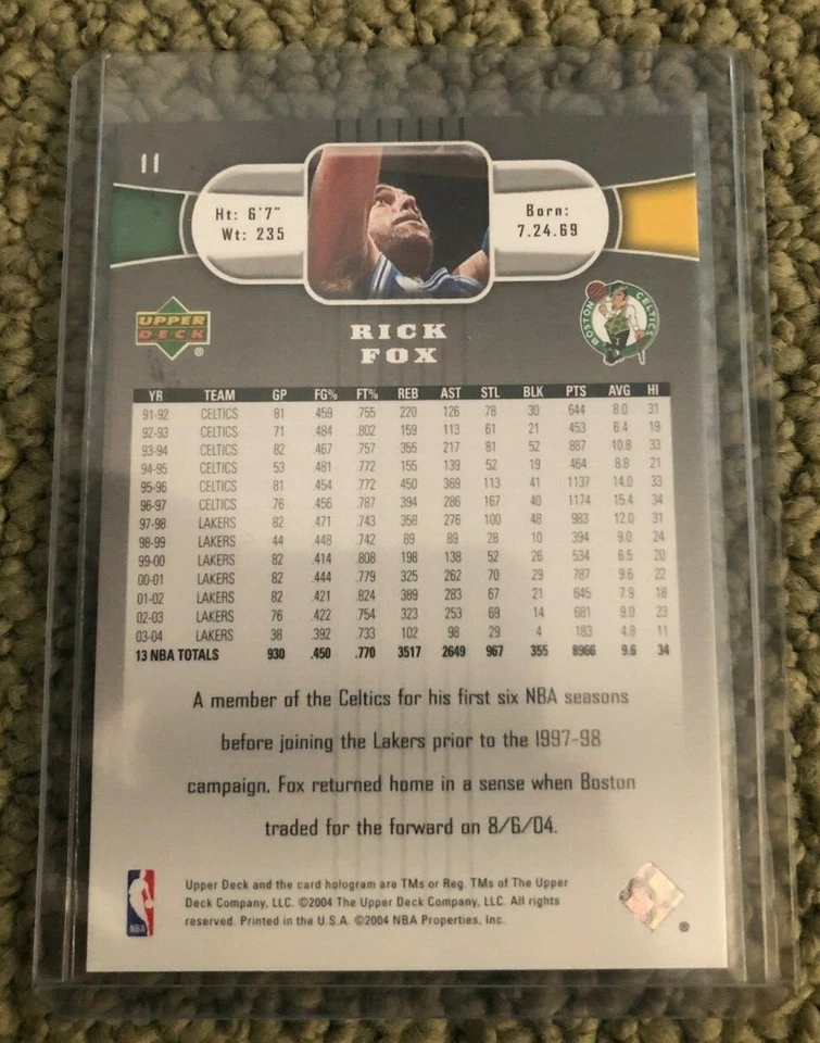 Ultra Raro 2004 Upper Deck UD Immaculate #11 Rick Fox Celtics Lakers SSP Foto 3 de 3