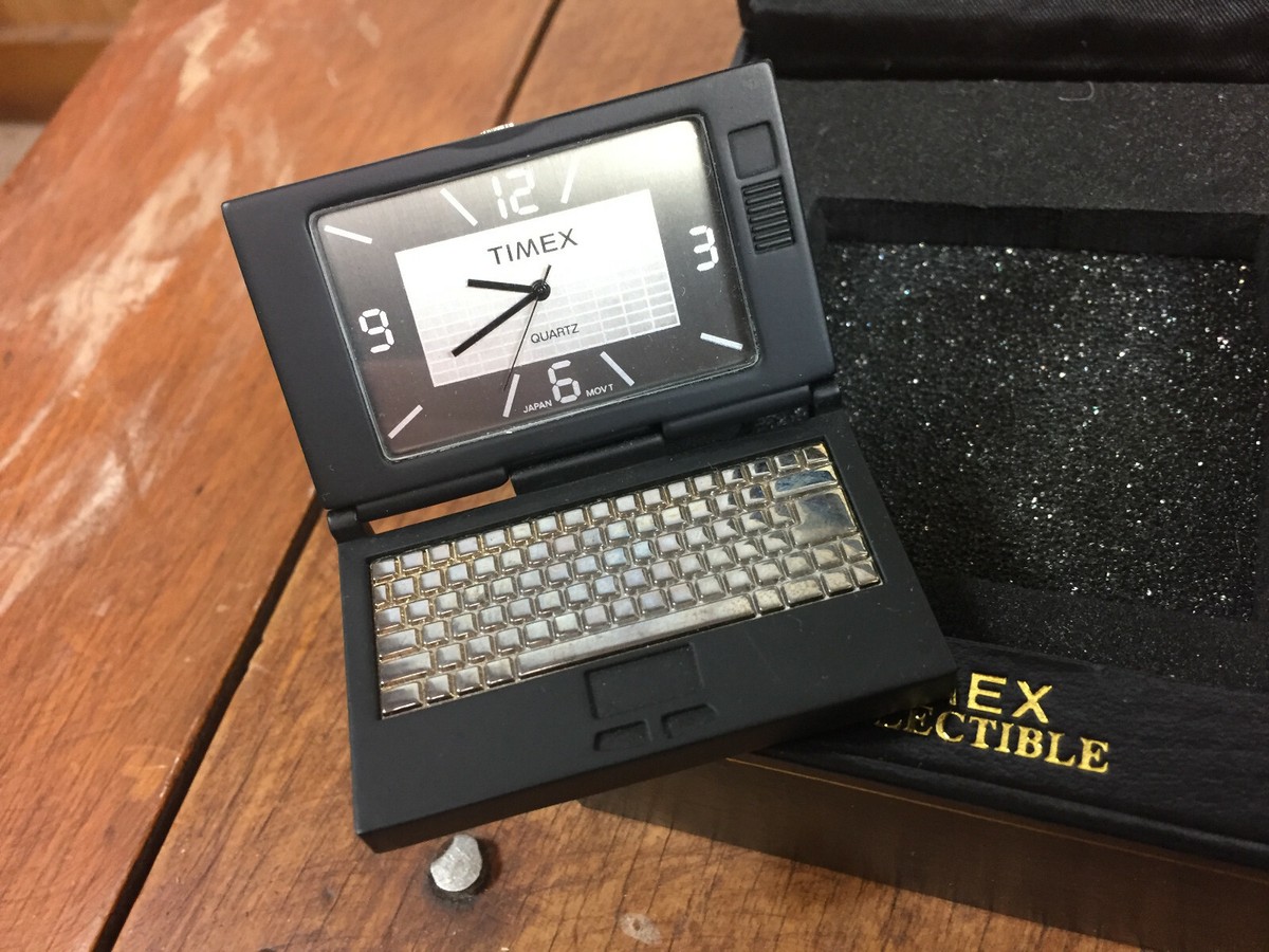 Vintage 80s 90s TIMEX Desk Office Clock Time Laptop Computer Mini
