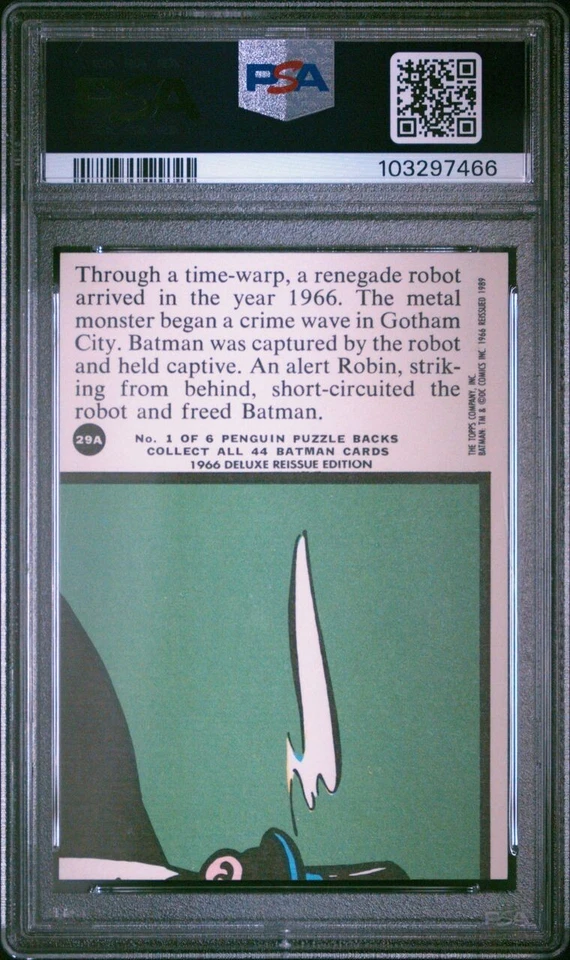 Topps Batman Serie A 1966 1989 reedición de lujo #29A PSA 9 como nuevo Danger From 25th Foto 2 de 3