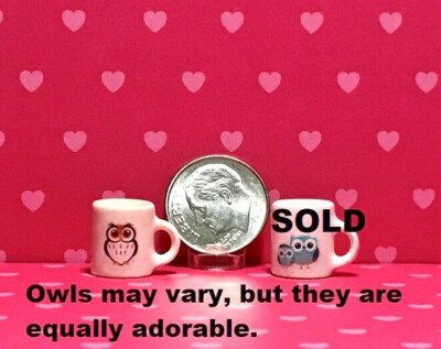 Dollhouse Miniature Coffee Mugs - Owls - This is for One Mug 1:12 Scale |  eBay