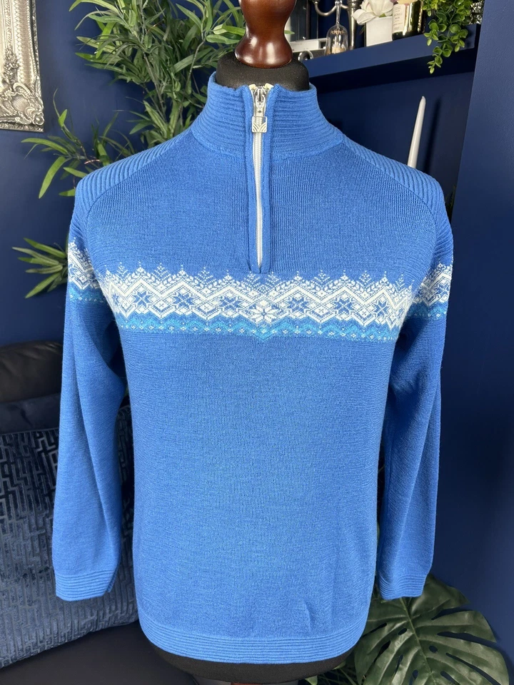 Dale Of Norway Mens Quarter Zip Pullover Sweater Merino Wool Fairisle Small - Image 3 of 4