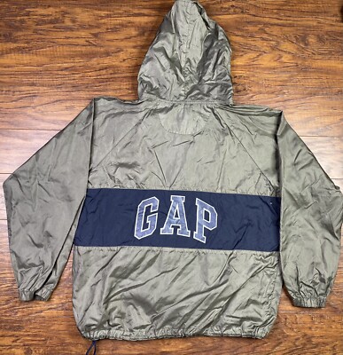 Vintage 90's GAP Pullover 1/4 Zip Anorak Windbreaker Spellout Size