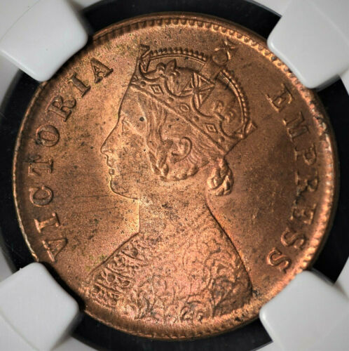 India British 1901(C) 1/4 Anna NGC MS64RB Certified  - Picture 1 of 3