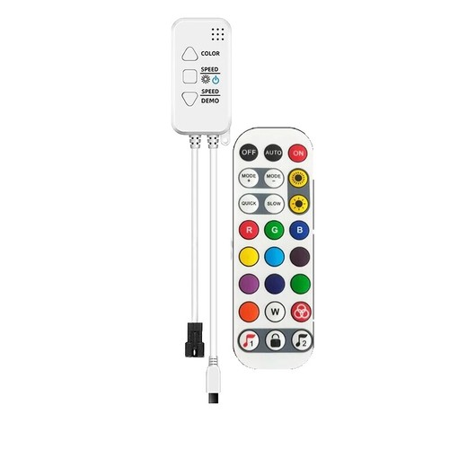 Aroidful DC 5V USB-LED-Controller Mit RF-Fernbedienung – Für Adressierbare LED-Streifen WS2812/WS2811 (bis 2048 Pixel) – 3-poliger Anschluss, 1 M Kabel