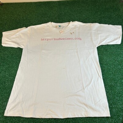 Champ Budweiser Dot com Graphic T-Shirt Vintage Y2K White Mens Extra Large