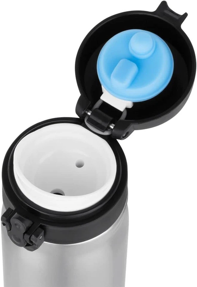 N'OVEEN TB802 BOTTIGLIA TERMICA 400ml THERMOS CALDO FREDDO ARGENTO DOPPIA PARETE - Immagine 3 di 4