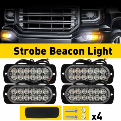 Car 12 Emergency Strobe LED Lamps Surface Flashing Mount Lights For Truck Pickup